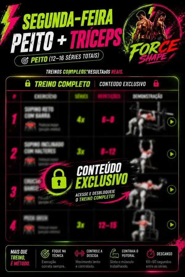 Segunda-feira: Peito + Tríceps